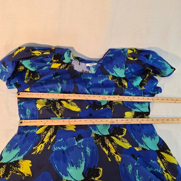 CHRISTOPHER JOHN ROGERS Blue Printed Puff Tired Dress Size 24W/26W New NO Tags! - Picture 14 of 16
